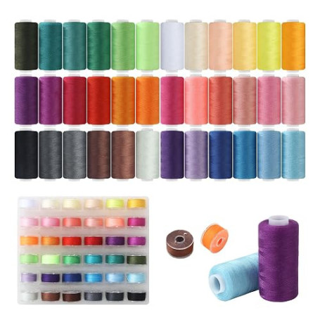 72 PCS Kit Couture, résistant Fil à Coudre, 36 couleurs de Fils Couture, 400 mètres de Fil Machine par rouleau, 36 bobines pour