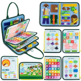 BONNYCO Busy Board Montessori de Feutre. Jouet Montessori Educatif, Malette Busy Book Motricité Fine. Jouets d'Activité et de Dé