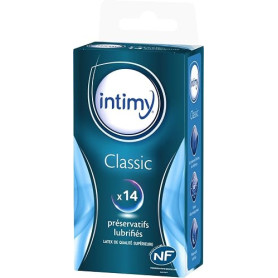 INTIMY 14 Préservatifs Classic Homme Lubrifiés - Plaisir, Confort | Sécurité sans Altération des Sensations, Latex de Qualité Su
