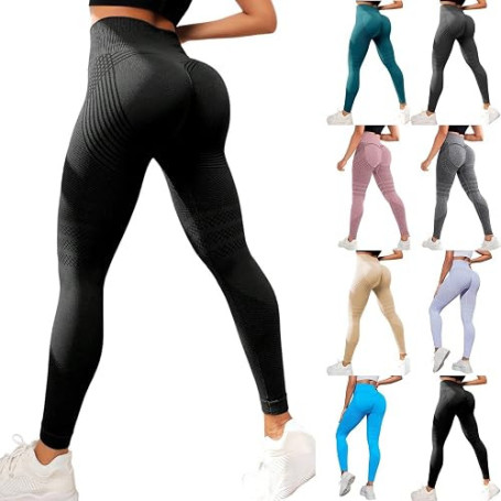 riou Leggings 3D Anti-Cellulite, Compession 3D pour Femme, Minceur Taille Haute, sans Couture, Pantalon de Sport pour Course à P