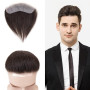 Lordhair Frange Frontale Toupet Homme 100% Vrais Cheveux Humains,V-looped de Taille Naturel Devant Délié Peau Fine PU Base pour