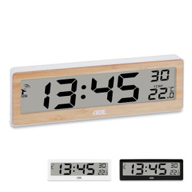 ADE Horloge radiopilotée numérique avec Affichage de la température | très Grands Chiffres | écran Bien lisible | Cadre en Bambo
