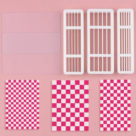 URROMA 3 Taille Tableau à échecs carré Polymère Clay Cutters | Pate Polymère Bijoux Checkerboard Maker Lignes à rayures pour Fim
