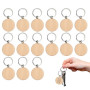 15 Pièces Porte Clé Bois Vierge pour Gravure Laser et Pyrogravure | surface lisse sans noeud, epaisseur 7mm solide, chaine metal