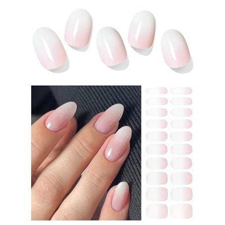 Wahrshei Autocollant Ongles Gel UV, 20 pcs Gombre Rose Stickers Ongle Gel Semi-durci Bandes d'ongles Autoadhésif Pour Design Man
