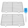 Lot de 2 grilles de refroidissement rectangulaires en acier inoxydable pour pâtisserie, rôtir, refroidir, griller, passe au lave