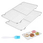 PULIANGLIU 2 Pcs Grilles de Refroidissement 30x20 cm en INOX | Grilles de Cuisson et Pâtisserie pour Gâteaux, Pain, Rôtissage, S