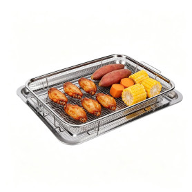 Panier Grill Inox Multifonction avec Poignée – Cuisson & Refroidissement | Acier Inoxydable 304 – Lavable Au Lave-Vaisselle. Idé
