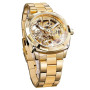 Forsining Montre de poignet de luxe rétro pour homme - Montre automatique mécanique à squelette avec gravure de fleur complète e