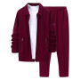 aromm HommeSurvêtements Waffle Manches Longues Zipper Veste & Pantalon Ensemble de 2 Pièces pour Decontracté Sport Travail