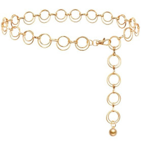 MELLIEX Ceinture Chaine pour Femme, Chaîne de Taille en Métal Réglable Ceinture Tendance pour Robe, Jeans, Cowgirl(Dorée/Argent)