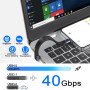 QIANRENON 240 W - Fiche USB 4.0 C vers fiche C coudée à 90° - PD - Charge rapide - 40 Gbps - Type C - Câble de données plat et f