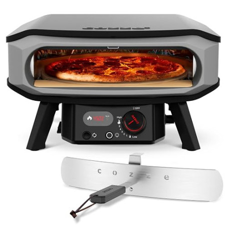 Cozze® | Four à Pizza 17" PREMIUM ROTATE | Gaz 30mbar | Pierre à Pizza Incluse | Allumage Automatique | Thermomètre Intégré | Gr