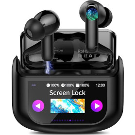 AI Écouteur Traducteur Instantané 164 Langues, ANC/ENC Réduction du Bruit | 7 Modes de Traduction, Écran Tactile LED, IPX7 Étanc