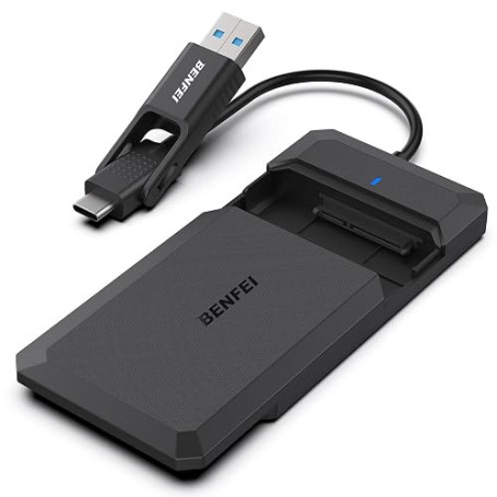 BENFEI Boîtier Externe pour Disque Dur 2,5", boîtier USB 3.2 Gen 1 5Gbps pour SATA HDD et SSD de 2,5'' et 7/9,5 mm, USB C/A 2 en