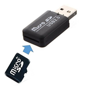 Clé USB 2.0 Haute Vitesse Lecteur Carte Mémoire Adaptateur Micro SD TF Reader Noir