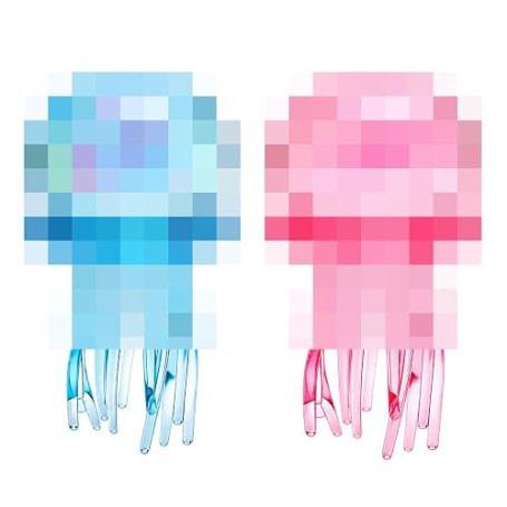 Lot de 2, Bleu et Rose Squishy Meduse Matière TPR Douce Jouet Anti-Stress à Presser en Forme de méduse, Balle sensorielle Anti-S
