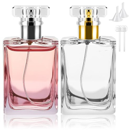 Bohoray 2Pcs 50ml Flacon Vaporisateur Verre, Vaporisateur Parfum vide Flacon Pulvérisateur Pour Voyages, Atomiseur de Parfum Ech