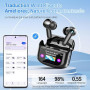 AI Écouteur Traducteur Instantané 164 Langues, ANC/ENC Réduction du Bruit | 7 Modes de Traduction, Écran Tactile LED, IPX7 Étanc