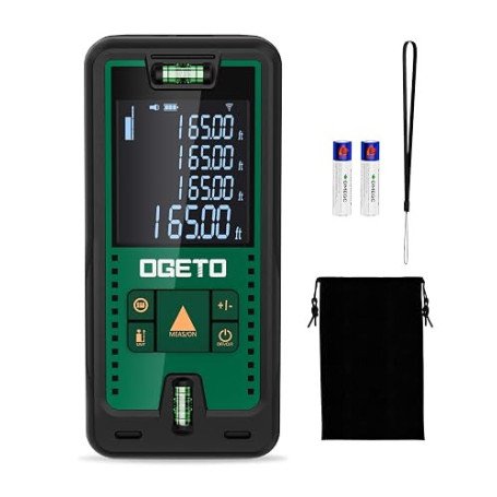 Metre Laser, Ogeto Télémètre Laser Numerique, 99 Stockage, Mesure Longueur/Zone/Volume/Théorème de Pythagore(2* AAA Piles) pour