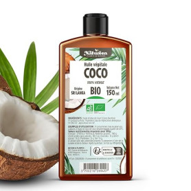 Huile de Coco Bio 150 ml - 100% Vierge - Planète au Naturel - Première pression à frois - 100% biologique - Cuisine et cosmétiqu