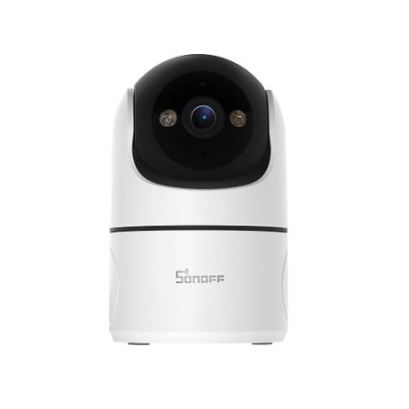 SONOFF Indoor Cam PT2, Caméra de Sécurité WiFi Panoramique/Inclinable 1080P, Vue à 360°, Suivi Mouvement, Audio Bidirectionnel,