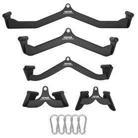 VEVOR Barres de Tirage Musculation Lot de 5, Accessoires pour Machine à Poulie en Acier Massif et Caoutchouc, Poignée de Tirage
