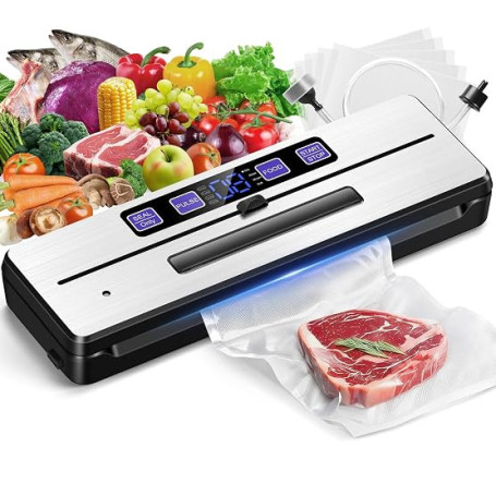 LanBlu Machine Sous Vide Alimentaire 80KPA Jusqu'à Huit Fois Plus Frais | 7en1 Appareil Sous Vide Alimentaire avec Double Thermo