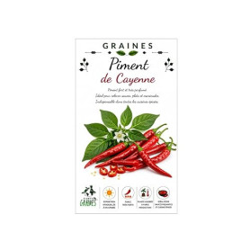 150 Graines de Piment de Cayenne (Piment enragé) - Piquant Vif (7/10 Scoville) - Idéal pour Séchage et Poudre