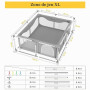 Parc Bébé 200 X 180cm Avec Ventouse, Grande Base Antidérapante, Centre d'Activités pour Enfants - Sans Tapis, Gris
