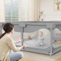Parc Bébé 200 X 180cm Avec Ventouse, Grande Base Antidérapante, Centre d'Activités pour Enfants - Sans Tapis, Gris