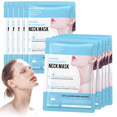 Masque Cou et Décolleté, Masque Collagene Cou et Décolleté, 10 Pièces | Masque Double Menton con Acide Hyaluronique, Raffermissa