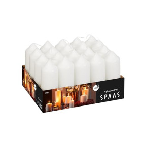 SPAAS Paquet de 20 Bougies Piliers Cylindre 40/110 mm, ± 13 heures, non-parfumée - blanc
