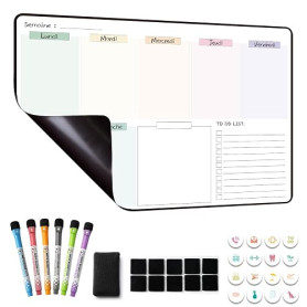 MCCORL Calendrier Magnetique Organisateur Tableau Frigo, Planning Semaine Magnetique, Planificateur de Menus/Repas, Planificateu