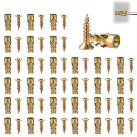 30 Jeux de Vis D'expansion Réparation Charnières Placard 6x14mm, en Acier au Carbone avec Chevilles pour la Réparation des Trous