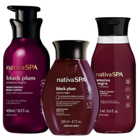 O Boticário Nativa SPA Prune noire, coffret cadeau, soin de la peau avec 3 produits, crème hydratante pour le corps, 400 ml, hui