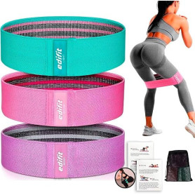 Edifit, Elastique Musculation, Bandes avec 3 Niveaux de Résistance, Fitness, Antidérapantes, Pack de 3, pour Gym, Yoga, Crossfit