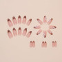 Faux Ongles Court MouyouGlow,Amande Nude Rose Leopard French Fleurs de Cymbidium Fleurs Ressort Automne Press on Nails avec Coll