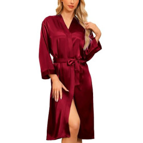 Sopesil Peignoir Satin Femme Robes Longues pour Femmes Robes de Mariée Vêtements de Nuit Doux pour le Mariage,Col en V,S-XXL