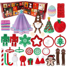 Calendrier de l'Avent 3D Fidget, 24 Jouets Articulés et Posaables, Coffret Cadeau Surprise Compte à Rebours de Noël, Figurines A