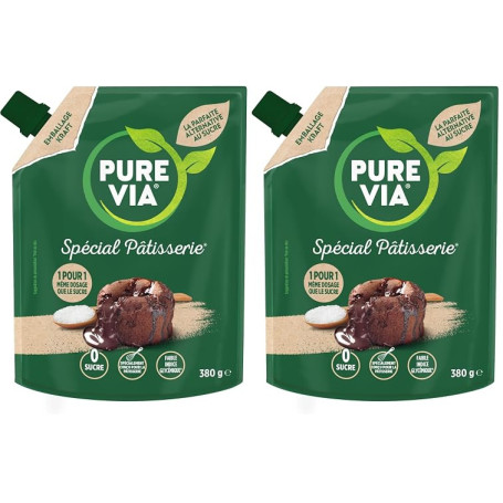 Pure Via - Spécial Pâtisserie - Alternative d'origine naturelle au sucre pour pâtisser - Zéro Sucre | 380g (Lot de 2)