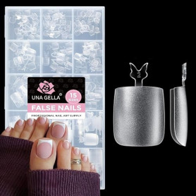 UNA GELLA Capsule Americaine Ongle Carrée pour Orteils, 216 Pièces 15 Tailles Gel Doux Autocollant pour Pédicure et Extensions D