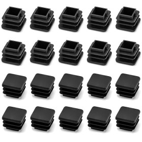 QWORK® 20 PCS 2 x 2 cm Embout de Bouchon en Plastique Noir carré pour Tube de Tuyau, Jambe de Chaise