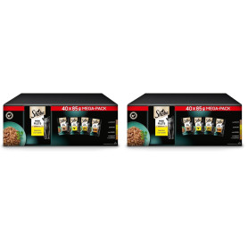 SHEBA Mini Filets - Sachets Fraîcheur en Sauce, Sélection à la Volaille pour Chat Adulte - 40x85g (Lot de 2)