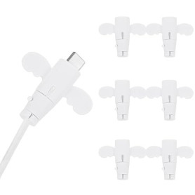 TLICLP 6 Pièces Protège Câble Chargeur en Silicone Forme Petit Ange Blanc, Protection Câble USB C Anti-Rupture, Économiseur de C