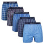 ROYALZ Caleçon Homme Coton 100% (Lot de 5) Boxer Americain Calecon Parachute sous-Vêtements Plaid Blue Classique