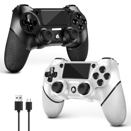 AceGamer 2 Pack Manette sans fil pour PS4，Contrôleur de jeu pour PS4/Pro/Slim/PC，Gamepad Joystick avec turbo/bouton retour/doubl