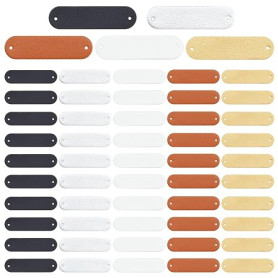 PH PandaHall 100pcs Étiquettes en Cuir PU Vierges, 5 couleurs Ovale petites étiquettes de Décoration en Relief Étiquettes de Vêt