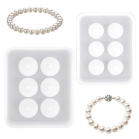 2pcs Moules en Silicone perles pour Fabrication Bijoux Résine Époxy, Sphère 2 cm & 1,5 cm Moules Coulée Résine avec Trou Ensembl