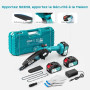 SEESII Mini Tronçonneuse à Batterie 2x4000mAh, 6 Pouces Tronçonneuse Électrique sans Fil avec Injecteur de Lubrifiant et Chaîne